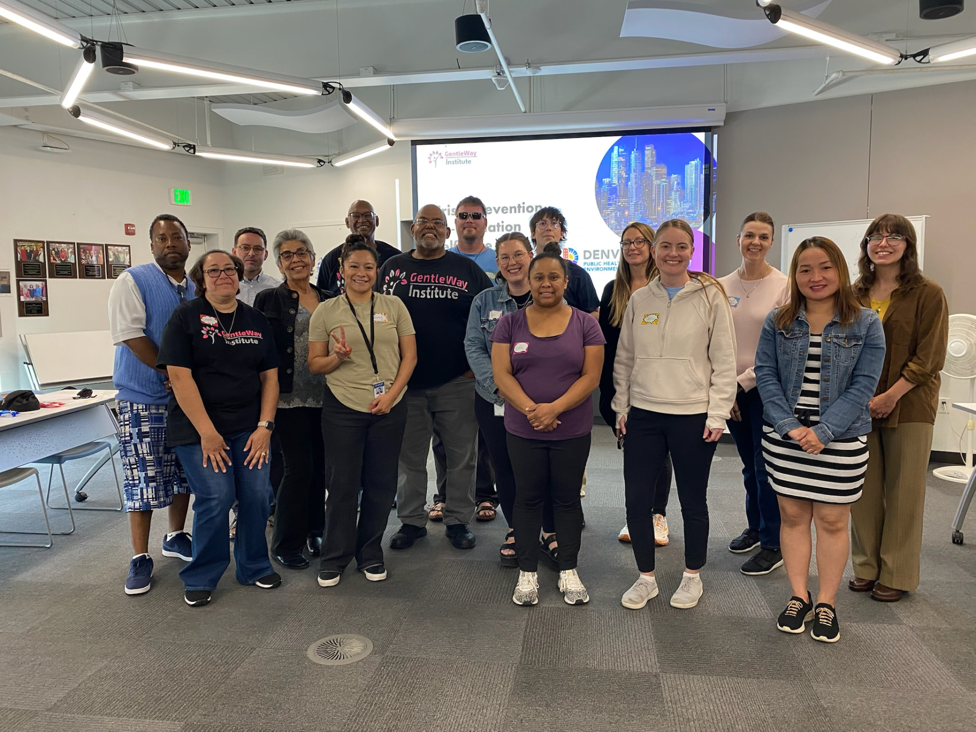 A cohort of professionals after completing GentleWay crisis prevention and de-escalation training