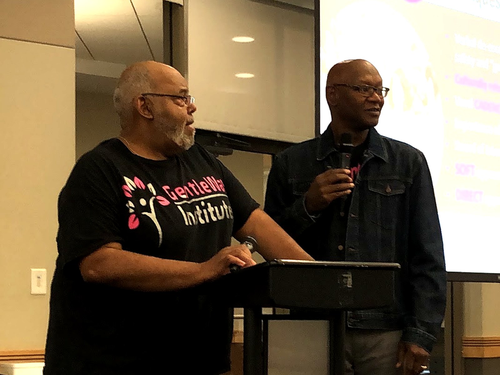 GentleWay facilitators co-presenting tactical communication techniques