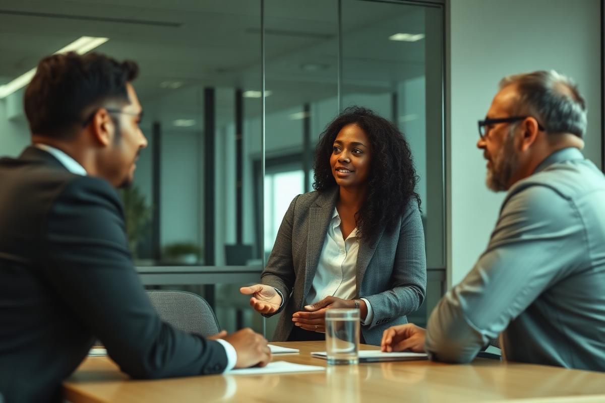 An HR and learning leader facilitating a planning discussion in a conference room